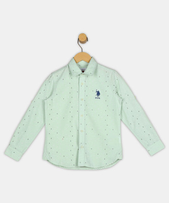 U.S. POLO ASSN. Boys Printed Casual Green Shirt