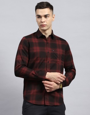 Cloak & Decker By Monte Carlo Men Checkered Casual Maroon Shirt