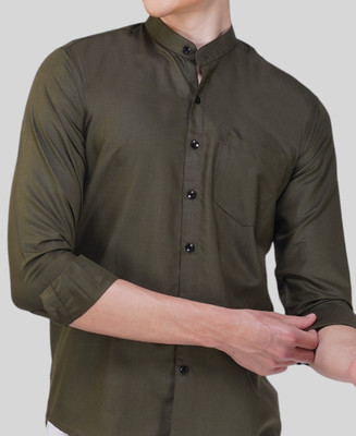BASE 41 Men Solid Casual Green Shirt