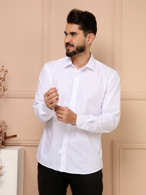Pactimo Men Solid Casual White Shirt