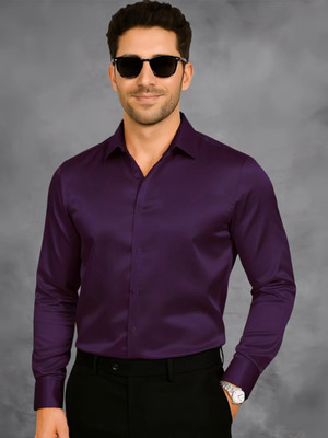 SATADHAR ENTERPRISES Men Solid Casual Purple Shirt