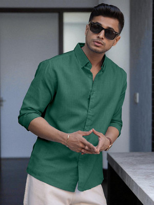 Yanthi Trend Men Solid Casual Green Shirt
