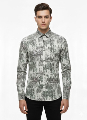 jaks Men Printed Casual Grey, White Shirt