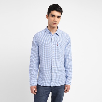 LEVI'S Men Checkered Casual Blue Shirt