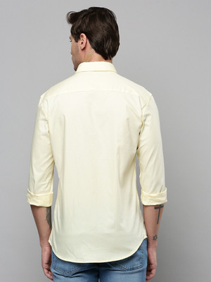 Arthz Fashion Trend Men Solid Casual Yellow Shirt