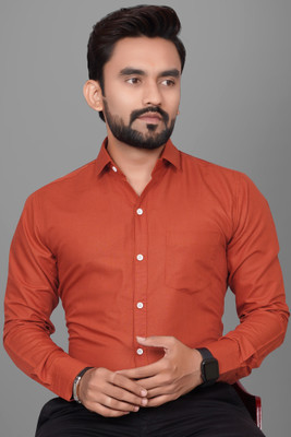 Voroxy Men Solid Formal Red Shirt