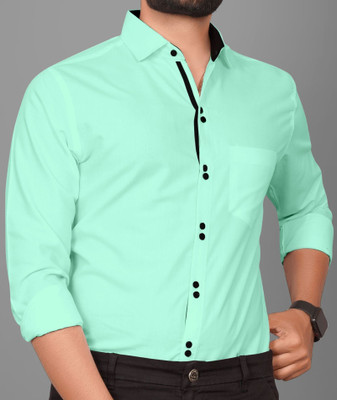 Tyzlo Men Solid Casual Light Green Shirt