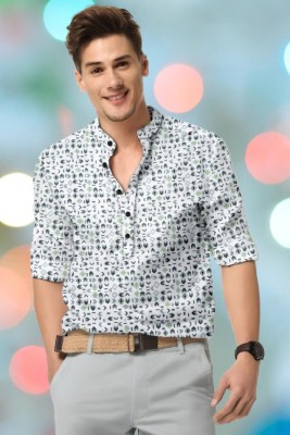 ISUEL FAB Men Printed Casual Cream Shirt