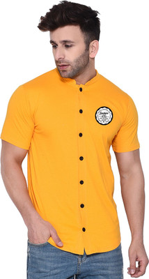 tfurnish Men Solid Casual Yellow Shirt
