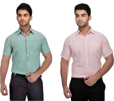 DESHBANDHU KHADI Men Solid Formal Multicolor Shirt(Pack of 2)