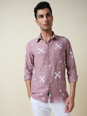 THOMAS SCOTT Men Printed Casual Pink Shirt