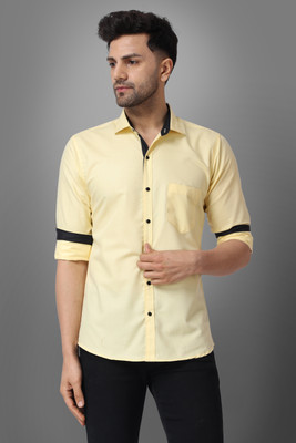 METRONAUT Men Solid Casual Yellow Shirt