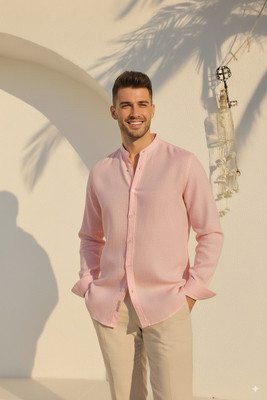 greet fashion Men Solid Casual Pink Shirt