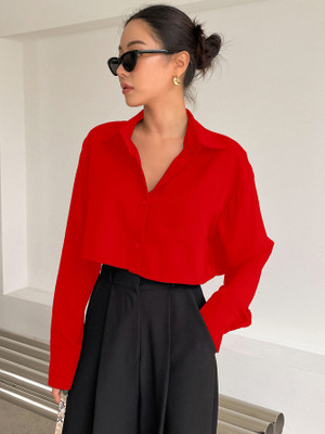 Aahwan Women Solid Casual Red Shirt