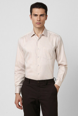 VAN HEUSEN Men Self Design Formal Beige Shirt