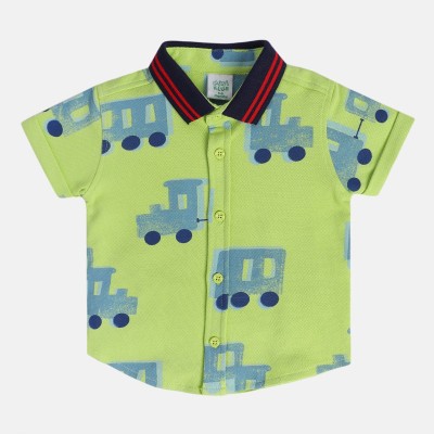 MINI KLUB Baby Boys Printed Casual Green Shirt