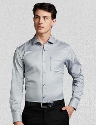 BMR Men Solid Formal Grey Shirt