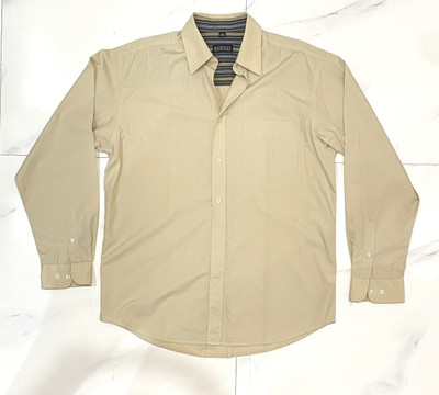 Grabbiy Men Solid Formal Beige Shirt