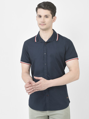 CRIMSOUNE CLUB Men Solid Casual Dark Blue Shirt