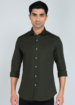 INTEGRITI Men Solid Casual Dark Green Shirt