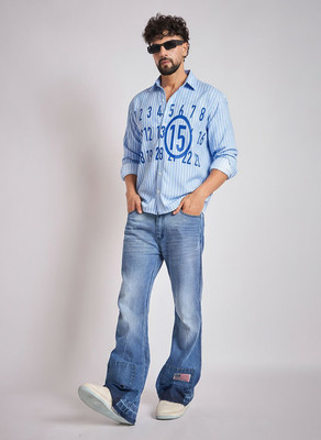 FUGAZEE Men Striped Casual Blue Shirt