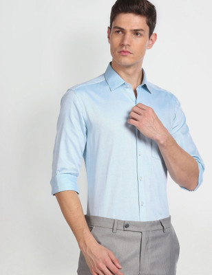 ARROW Men Self Design Formal Blue Shirt