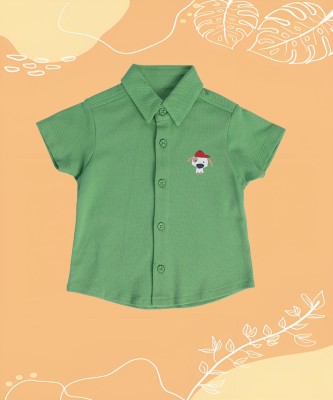MINI KLUB Baby Boys Self Design Casual Green Shirt