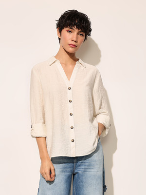 ONLY Women Solid Casual White Shirt