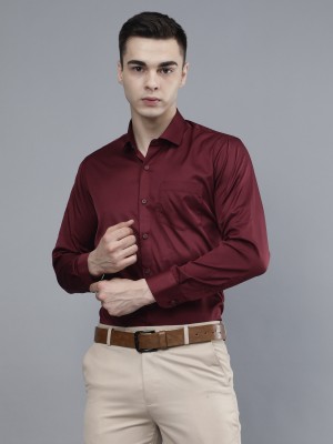 Zodara Men Solid Formal Maroon Shirt