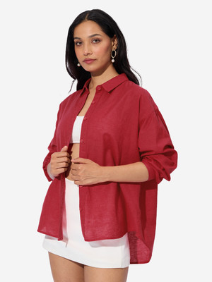 The Souled Store Women Solid Casual Red Shirt