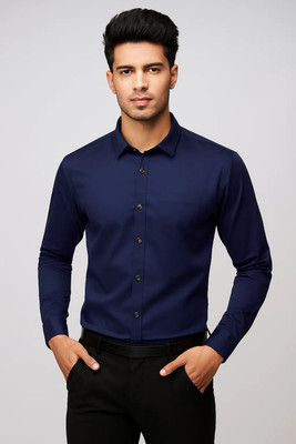 RAREMARK Men Solid Formal Dark Blue Shirt
