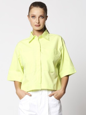 Go Sexy Women Solid Casual Light Green Shirt