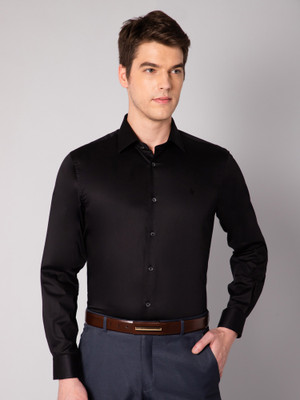 CANTABIL Men Solid Formal Black Shirt