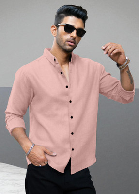 Yanthi Trend Men Self Design Casual Beige Shirt