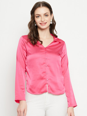 MADAME Women Solid Casual Pink Shirt