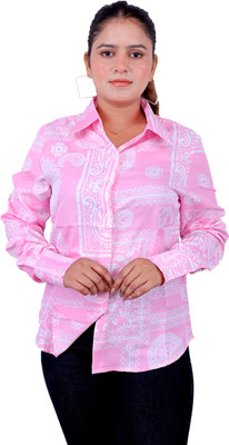stylo queen Women Printed Casual Pink Shirt