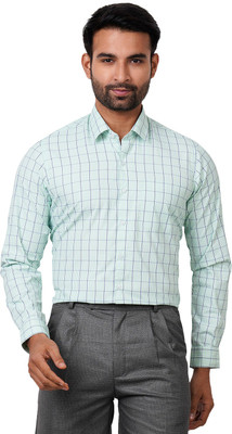 MAHARAJA Men Checkered Formal Green Shirt