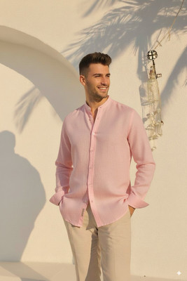 Dhakre fashion Men Solid Casual Pink Shirt