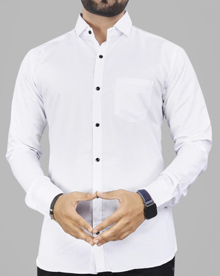 NIVICK Men Solid Formal White Shirt