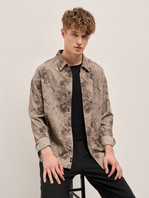 THE BEAR HOUSE Men Printed Casual Brown Shirt