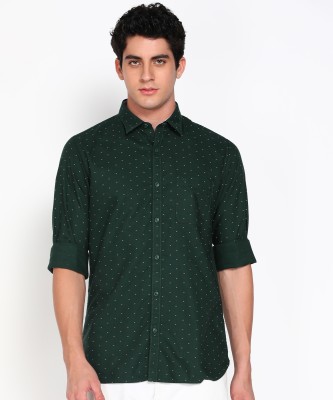 PETER ENGLAND Men Printed Casual Dark Green Shirt