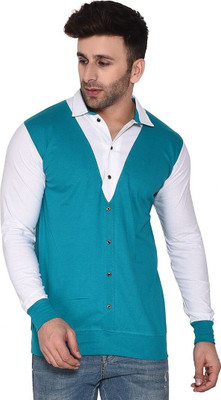GEUM Men Solid Casual Light Green Shirt