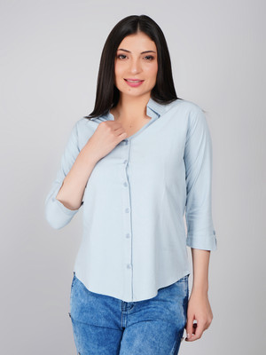 REYA FASHION Women Solid Casual Light Blue Shirt