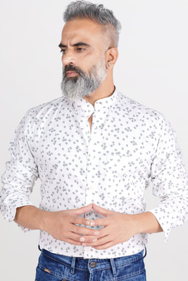 HOC Men Printed Casual Black, White Shirt