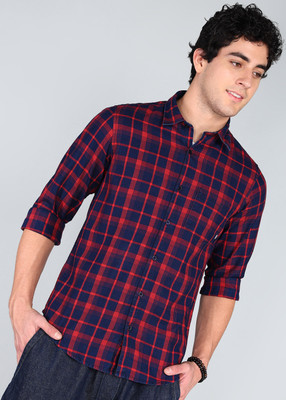 Spykar Men Checkered Casual Red Shirt