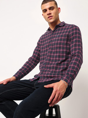 LEE Men Checkered Casual Blue Shirt