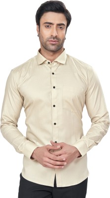 black carbon Men Solid Casual Cream Shirt