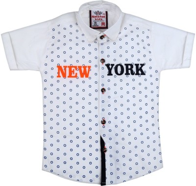 V-MART Boys Printed Casual White Shirt