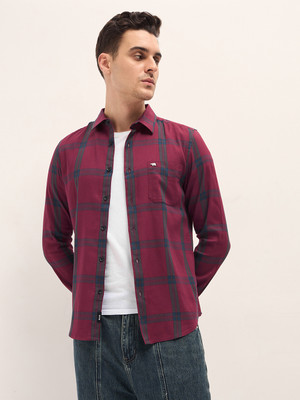THE BEAR HOUSE Men Checkered Casual Red Shirt