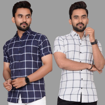 METRONAUT Men Checkered Casual Multicolor Shirt(Pack of 2)